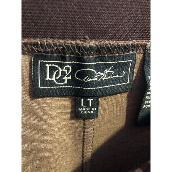 DG2 Diane Gilman Pull On LT Womens Brown Checked Pants w/Pockets Stretchy - Picture 3 of 5